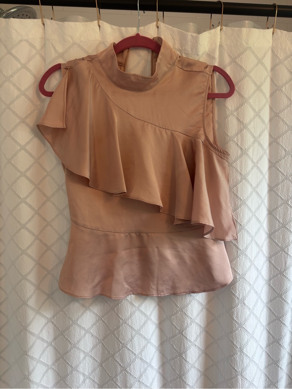 Zara Blush Asymmetric Mock Neck